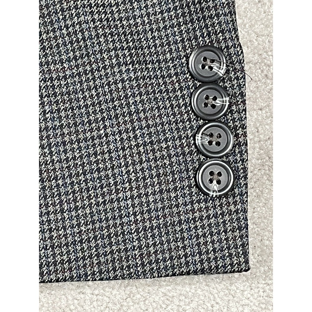 Macys Men Store Grey Wool Micro Houndstooth Blazer Sport Coat 42L Made in Canada